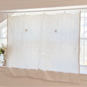 Antique Linen Banquet Tablecloth with 11 Napkins 112x69